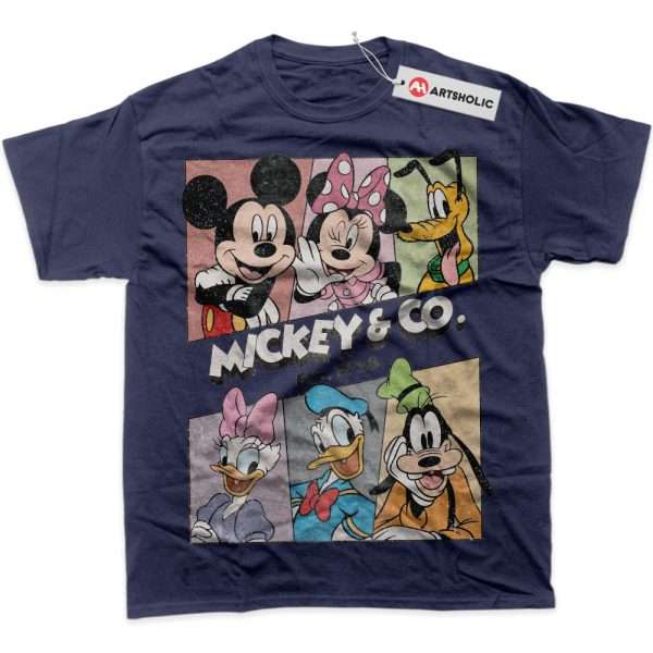 Mickey and Co Shirt, Cartoon Shirt, Graphic T-Shirt - Navy, XL