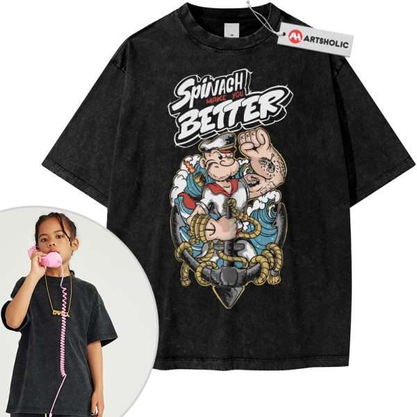 Popeye The Sailor Man Shirt For Kids, Animated Shirt For Kids, Vintage T-Shirt For Kids