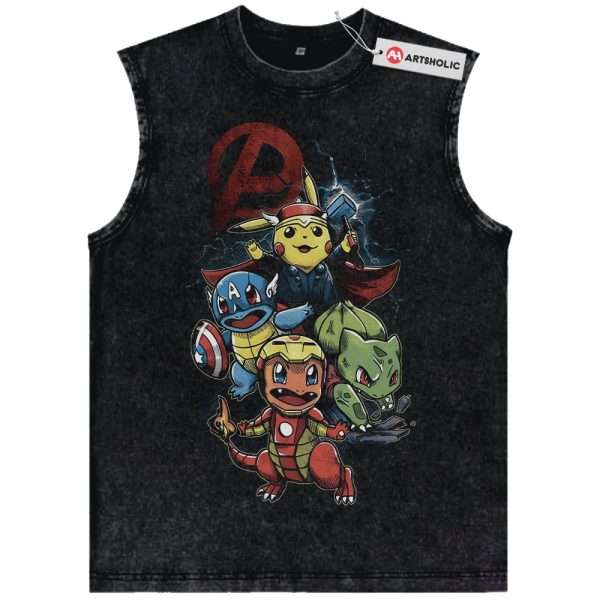 Marvel x Pokemon Tank Top, PKM Tank Top, Anime Tank Top, Vintage Tank Top