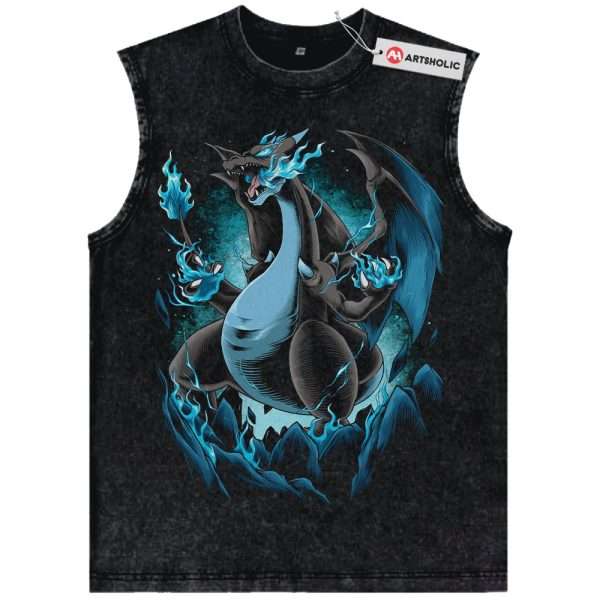 Mega Charizard X Tank Top, Pokemon Tank Top, PKM Tank Top, Anime Tank Top, Vintage Tank Top