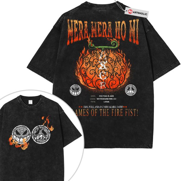 Portgas D Ace Shirt, One Piece Shirt, Anime Shirt, Vintage T-Shirt 2-Sided