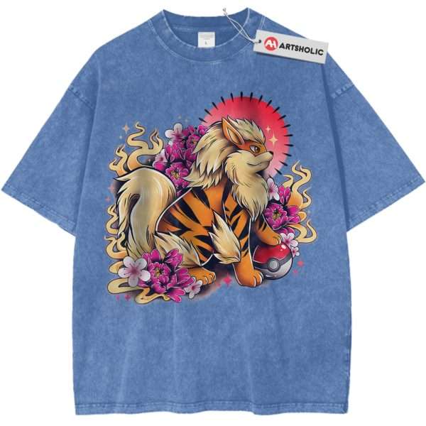 Arcanine Shirt, Pokemon Shirt, PKM Shirt, Anime Shirt, Vintage T-Shirt - Light Blue, XS
