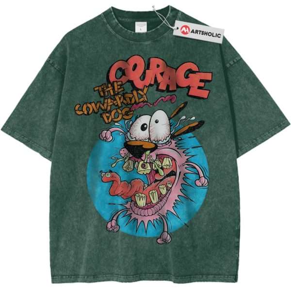 Courage the Cowardly Dog Shirt, Animated Shirt, Vintage Tee - Dark Green, M