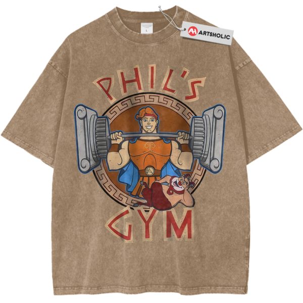 Hercules Shirt, Gym Shirt, Animated Shirt, Vintage T-Shirt - Light Brown, S
