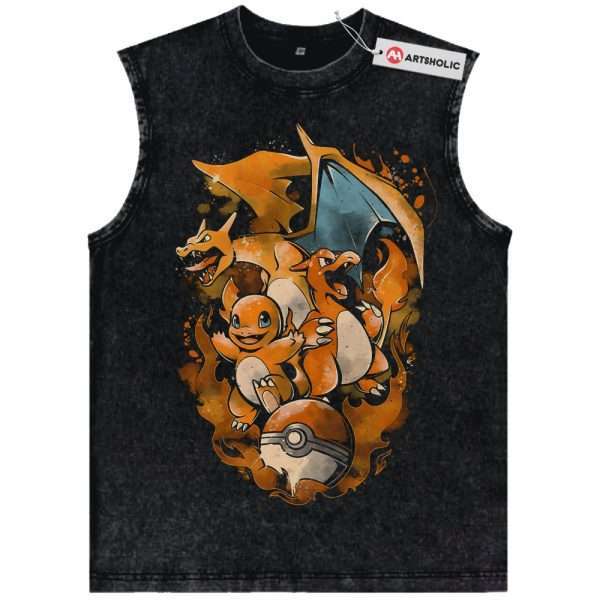 Charmander - Charmeleon - Charizard Tank Top, Pokemon Tank Top, PKM Tank Top, Anime Tank Top, Vintage Tank Top