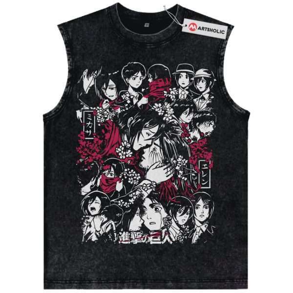 Mikasa Ackerman vs Eren Yeager Tank Top, Attack On Titan Tank Top, AOT Tank Top, Anime Tank Top, Vintage Tank Top
