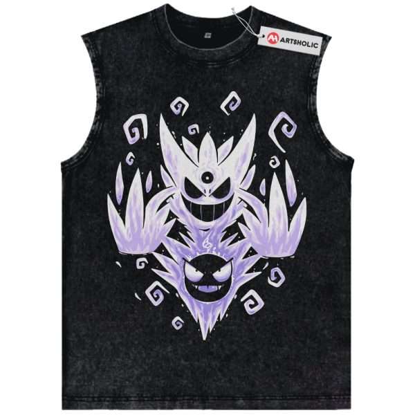 Gatsly vs Mega Gengar Tank Top, Pokemon Tank Top, PKM Tank Top, Anime Tank Top, Vintage Tank Top