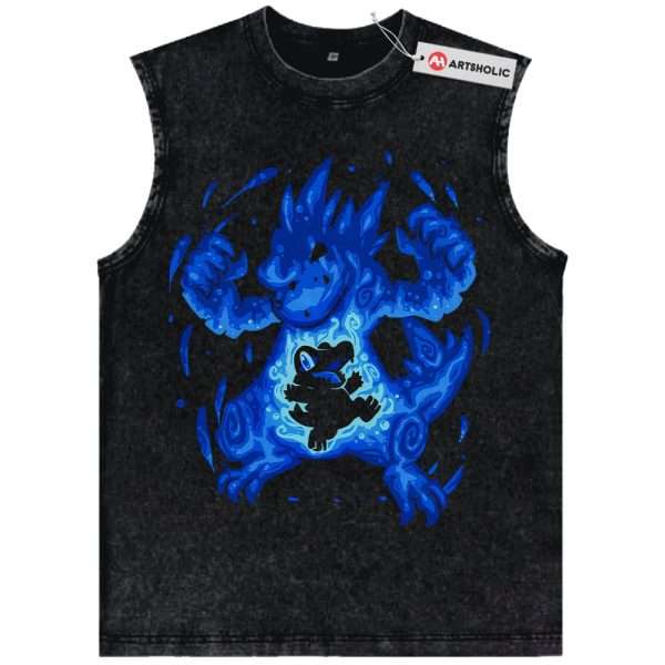 Totodile vs Feraligatr Tank Top, Pokemon Tank Top, PKM Tank Top, Anime Tank Top, Vintage Tank Top
