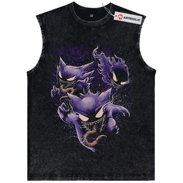 Gengar Gatsly vs Haunter Tank Top, Pokemon Tank Top, PKM Tank Top, Anime Tank Top, Vintage Tank Top