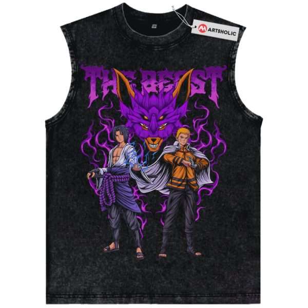 Sasuke Uchiha vs Naruto Uzumaki Tank Top, Anime Tank Top, Vintage Tank Top