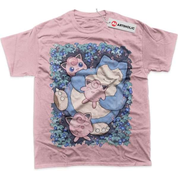 Snorlax vs Jigglypuff Shirt, Pokemon Shirt, Anime Shirt, Graphic T-Shirt - Pink, L