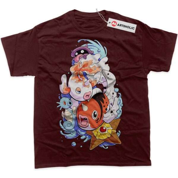 Water Class Shirt, Pokemon Shirt, Anime Shirt, Graphic T-Shirt - Wine Red, XL