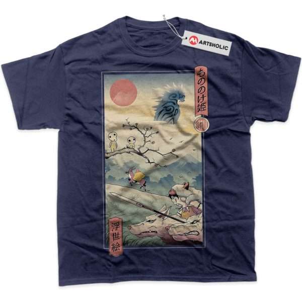 Princess Mononoke Shirt, Studio Ghibli Shirt, Anime Shirt, Graphic T-Shirt - Navy, L