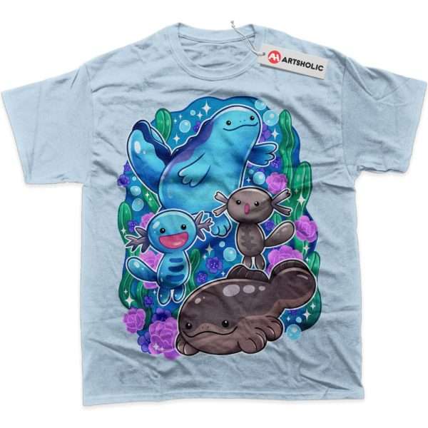 Wooper Shirt, Quagsire Shirt, Wooper Shirt, Clodsire Shirt, Pokemon Shirt, PKM Shirt, Anime Shirt, Graphic T-Shirt - Light Blue, XL