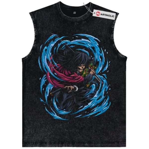 Skull Giyu Tomioka Tank Top, Demon Slayer Tank Top, Anime Tank Top, Vintage Tank Top
