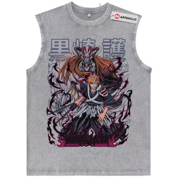 Ichigo Kurosaki Tank Top, Bleach Tank Top, Anime Tank Top, Vintage Tank Top - Gray, L