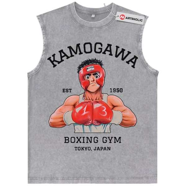Ippo Makunouchi Tank Top, Hajime no Ippo Tank Top, Anime Tank Top, Vintage Tank Top - Gray, M