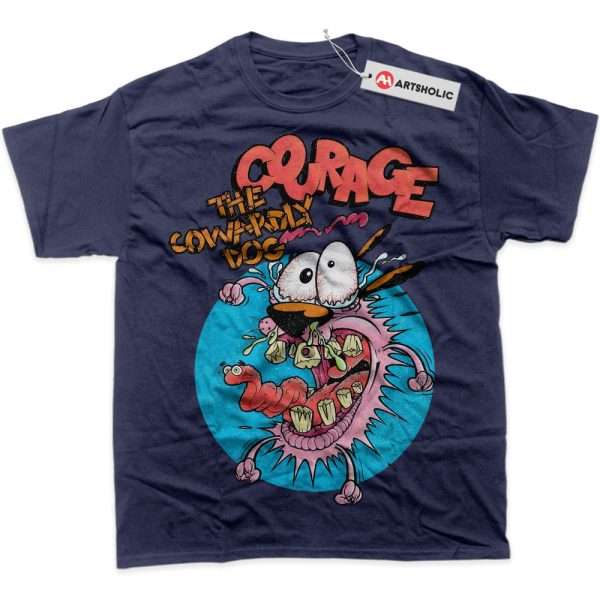 Courage the Cowardly Dog Shirt, Animated Shirt, Graphic Tee - Navy, L