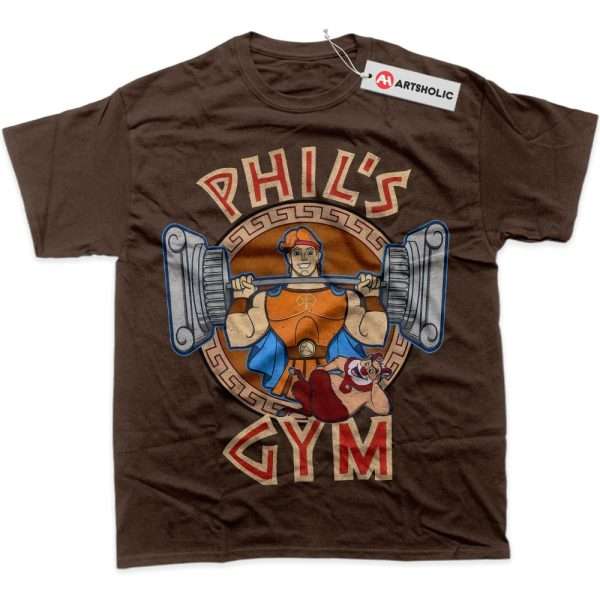 Hercules Shirt, Gym Shirt, Animated Shirt, Graphic T-Shirt - Coffee, L