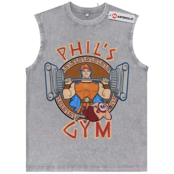 Hercules Tank Top, Gym Tank Top, Animated Tank Top, Vintage Tank Top - Gray, L