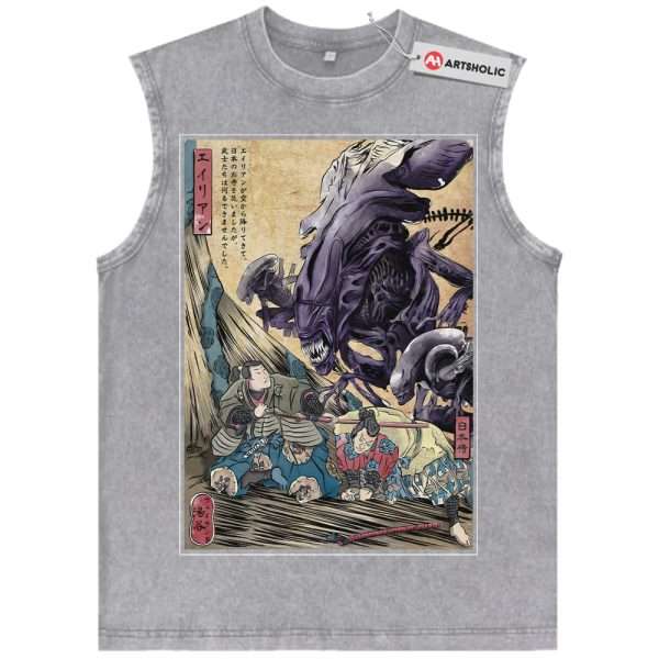 Xenomorph Tank Top, Alien vs Predator Tank Top, Movie Tank Top, Vintage Tank Top - Gray, M