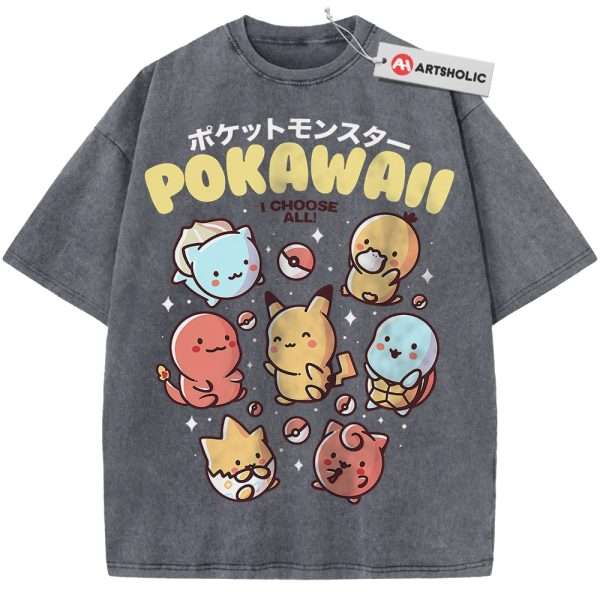 Pokemon shirt, Anime Shirt, Vintage Tee - Grey, XL