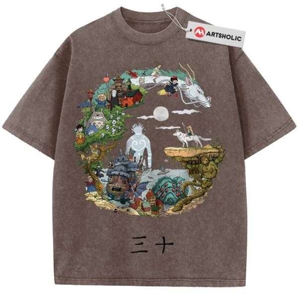 Studio Ghibli Shirt, Anime Shirt, Vintage Tee - Coffee, L