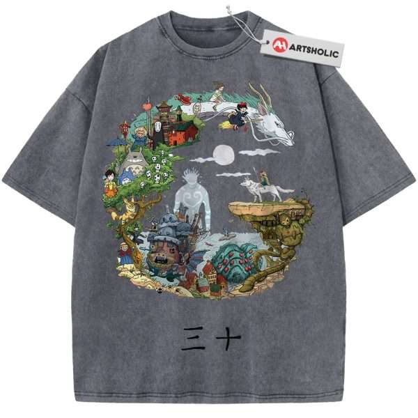 Studio Ghibli Shirt, Anime Shirt, Vintage Tee - Grey, 2XL