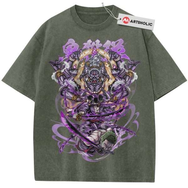 Roronoa Zoro Shirt, One Piece Shirt, Anime Shirt, Vintage Tee - Army Green, S