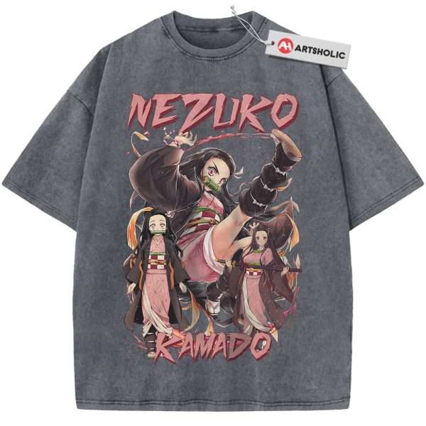 Nezuko Kamado Shirt, Demon Slayer Shirt, Anime Shirt, Vintage Tee - Grey, L