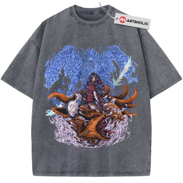 Madara Uchiha Shirt, Naruto Shirt, Anime Shirt, Vintage Tee - Grey, M