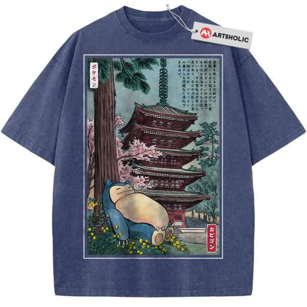 Snorlax Shirt, Anime Shirt, Vintage Tee - Blue, L