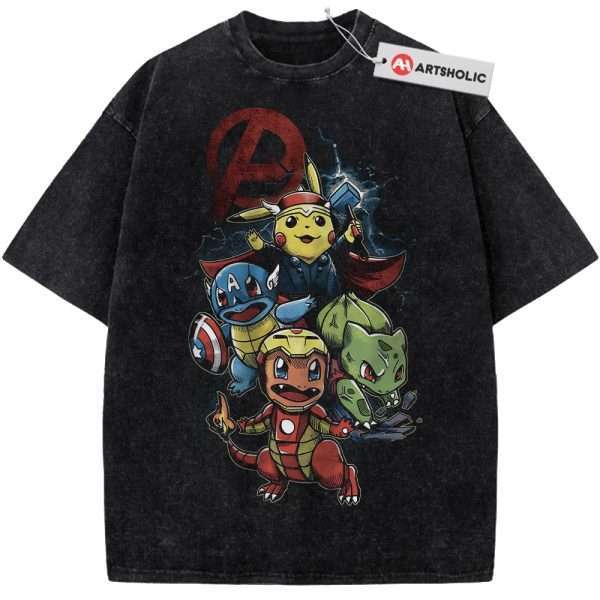 Marvel x Pokemon Shirt, Anime Shirt, Vintage Tee