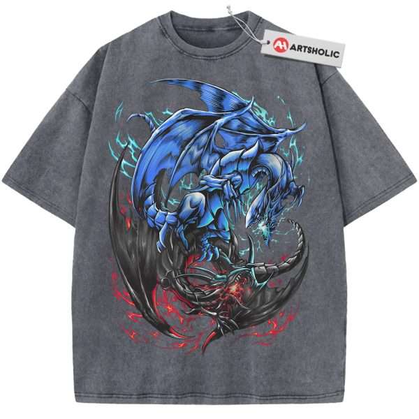 Blue-Eyes White Dragon vs Red-Eyes Black Dragon Shirt, Anime Shirt, Vintage T-Shirt - Grey, 3XL