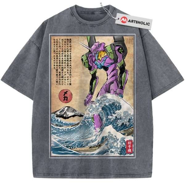 EVA-02 Shirt, Neon Genesis Evangelion Shirt, Anime Shirt, Vintage T-Shirt - Grey, M