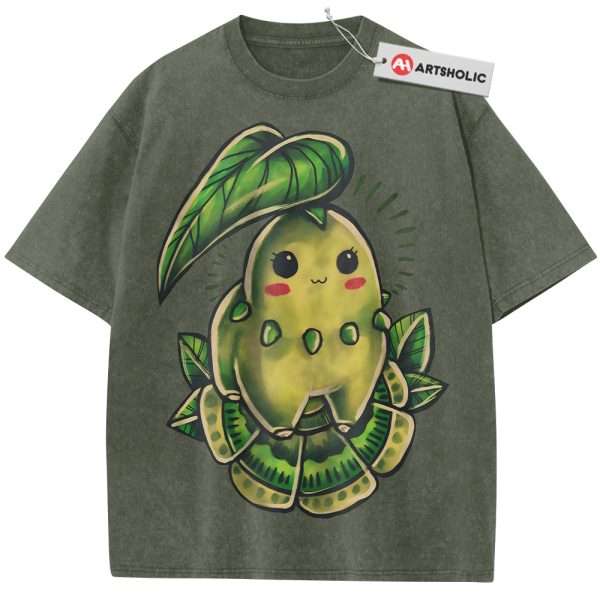 Chikorita Shirt, Pokemon shirt, Anime Shirt, Vintage Tee - Army Green, XL