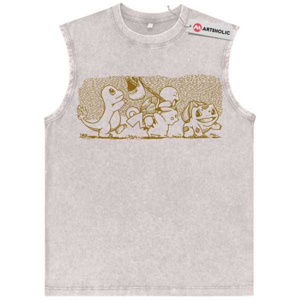 Pikachu Tank Top, Bulbasaur Tank Top, Charmander Tank Top, Squirtle Tank Top, Pokemon Tank Top, PKM Tank Top, Anime Tank Top, Vintage Tank Top