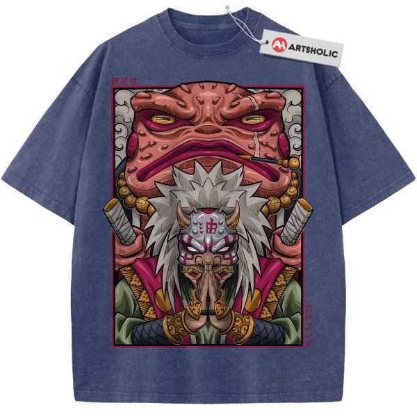 Jiraiya Shirt, Naruto Shirt, Anime Shirt, Vintage T-Shirt - Blue, L