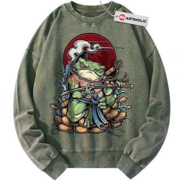 Japanese Frog Sweatshirt, Animal Sweatshirt, Vintage Sweater