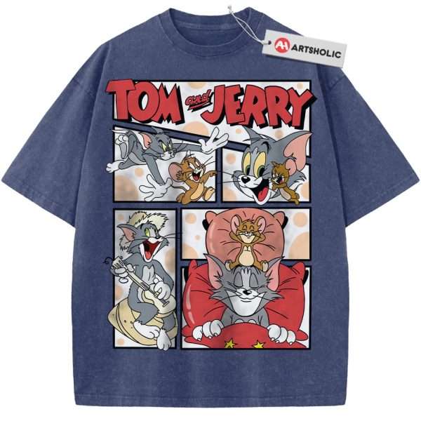 Tom and Jerry Shirt, Animated Shirt, Vintage Tee - Blue, 5XL