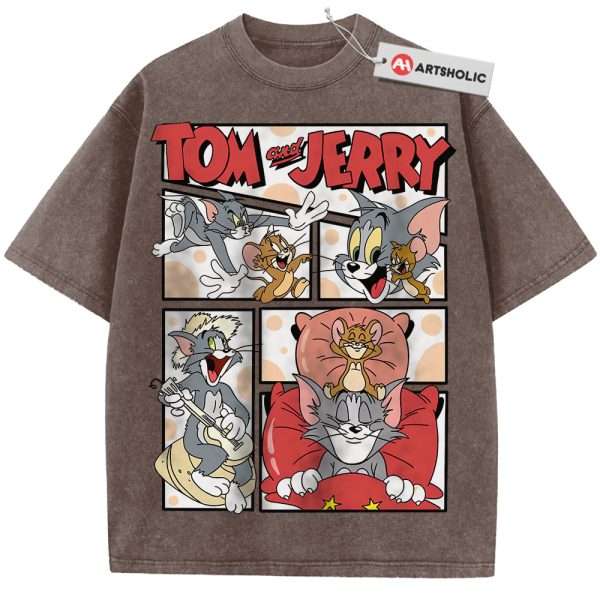 Tom and Jerry Shirt, Animated Shirt, Vintage Tee - Coffee, XL