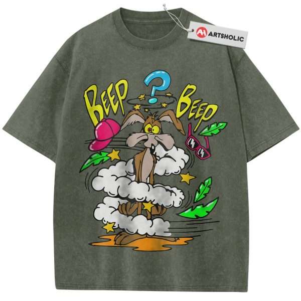 Wile E Coyote Shirt, Looney Tunes Shirt, Cartoon Shirt, Vintage Tee - Army Green, XL