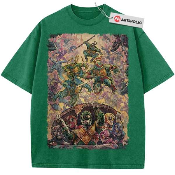 Teenage Mutant Ninja Turtles Shirt, Power Ranger Shirt, AnimatedVintage Tee - Grass Green, 3XL