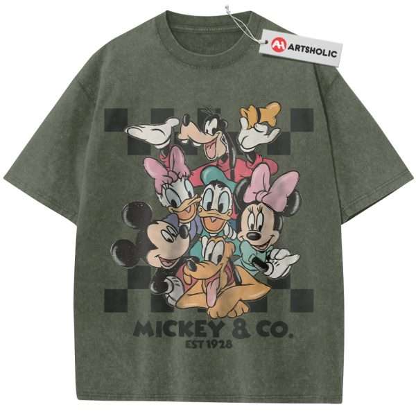 Mickey Mouse Shirt, Donald Duck Shirt, Pluto Shirt, Disney Shirt, Cartoon Shirt, Vintage T-Shirt - Army Green, XL
