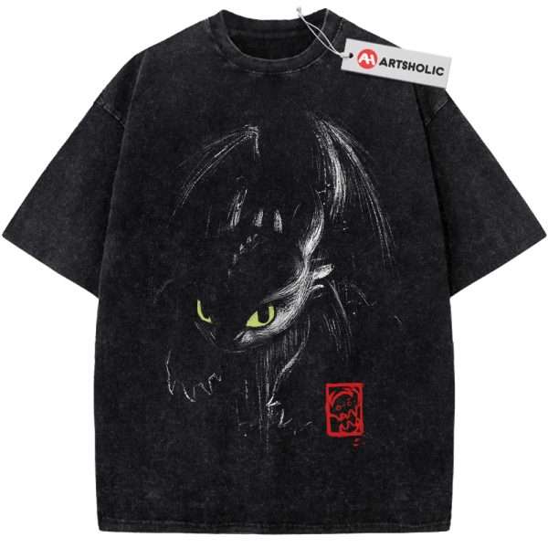 Toothless Shirt, How to Train Your Dragon Shirt, Animated Shirt, Vintage Tee - Black, XL