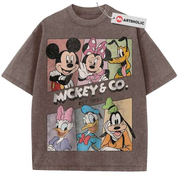 Mickey and Co Shirt, Cartoon Shirt, Vintage T-Shirt - Coffee, XL