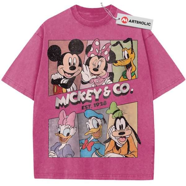 Mickey and Co Shirt, Cartoon Shirt, Vintage T-Shirt - Rose Red, XL