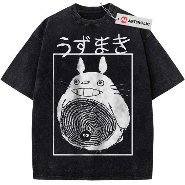 Junji Ito x My Neighbor Totoro Shirt, Studio Ghibli Shirt, Anime Shirt, Vintage Tee - Black, S
