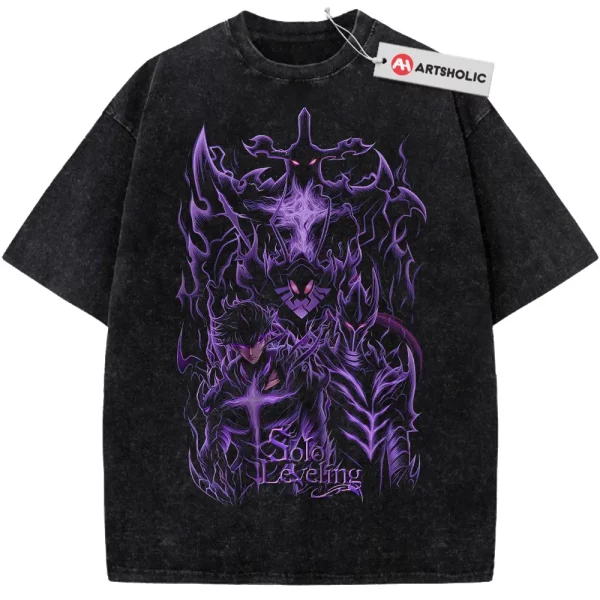 Sung Jinwoo Shirt, Solo Leveling Shirt, Anime Shirt, Vintage Tee - Black, XL