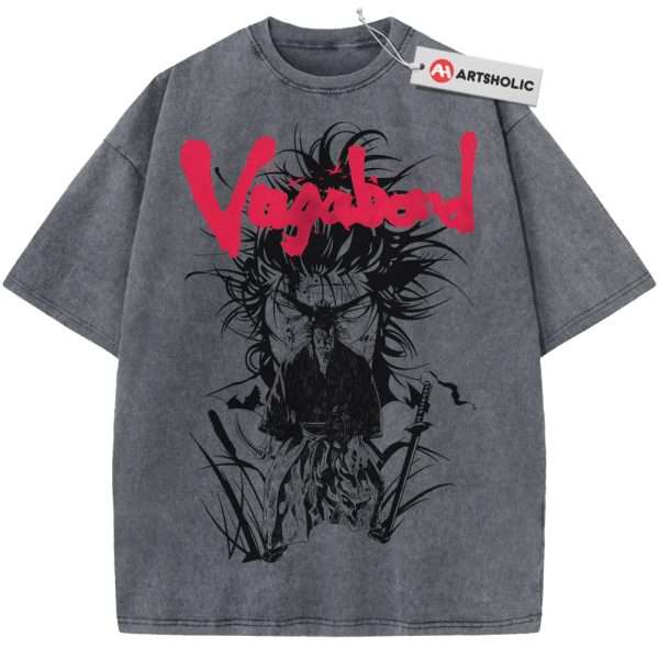 Miyamoto Musashi Shirt, Vagabond Shirt, Anime Shirt, Vintage Tee - Grey, 2XL